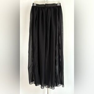 Sheer Full Black Skirt Chiffon Witchy Goth Indie Ruched Flowy Maxi Skirt Size 4‎